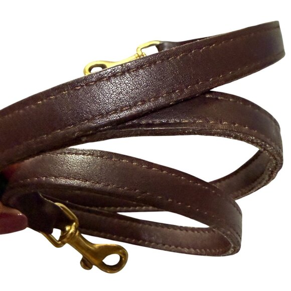 Vintage Replacement Crossbody Strap Dark Brown Leather w/ Brass Hook Ends 47" - Picture 2 of 4